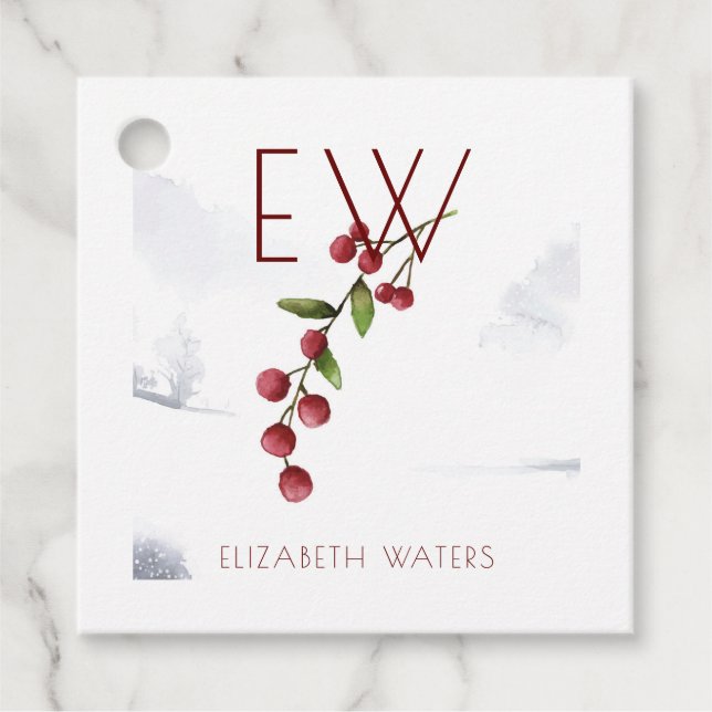 INDIVIDUELLE NAME MERRY CHRISTMAS BERRIES GEGENÜBE GESCHENKANHÄNGER (Vorderseite)