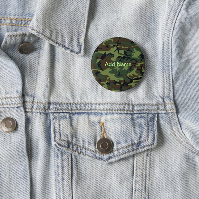 Individuelle Name Military Green Camouflage Muster Button (Beispiel)