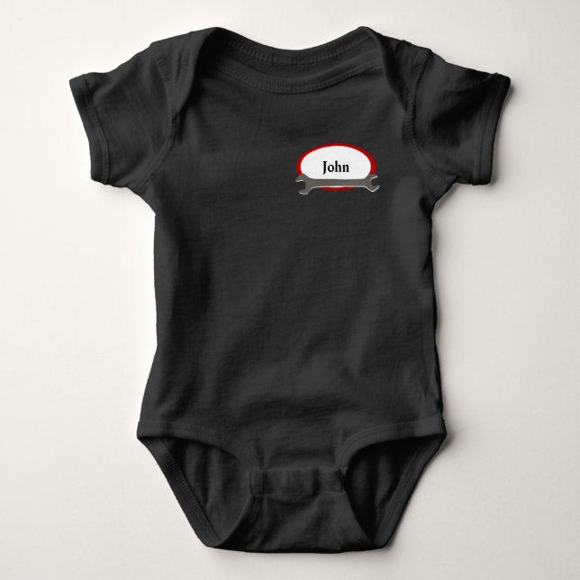 Individuelle Name Mini Mechanic Bodysuit Baby Strampler (Vorderseite)