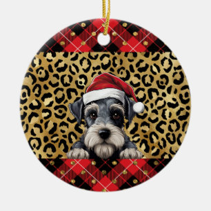 Individuelle Name Miniature Schnauzer Weihnachtsma Keramik Ornament