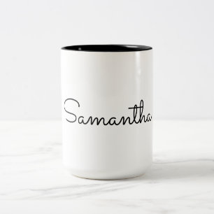 Individuelle Name Minimalistisch Elegante Script T Zweifarbige Tasse