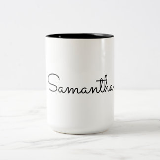 Individuelle Name Minimalistisch Elegante Script T Zweifarbige Tasse