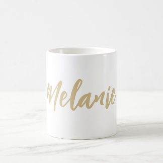 Individuelle Name Minimalistisch Gold White Coffee Kaffeetasse
