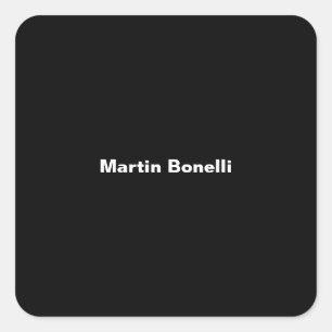 Individuelle Name Minimalistisch Modernes Schwarz- Quadratischer Aufkleber