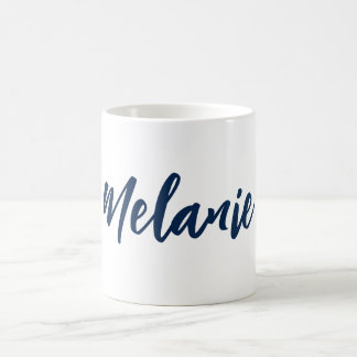 Individuelle Name Minimalistisch Navy White Coffee Kaffeetasse