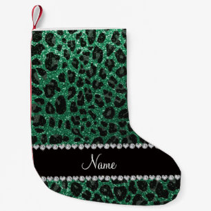 Individuelle Name Minze grün Glitzer Leoparden dru Kleiner Weihnachtsstrumpf