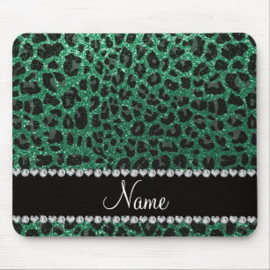 Individuelle Name Minze grün Glitzer Leoparden dru Mousepad
