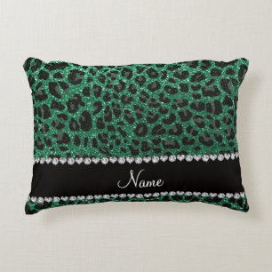 Individuelle Name Minze grün Glitzer Leoparden dru Zierkissen