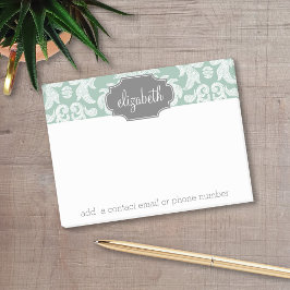 Individuelle Name Minze und Grau Damask Post-it Klebezettel