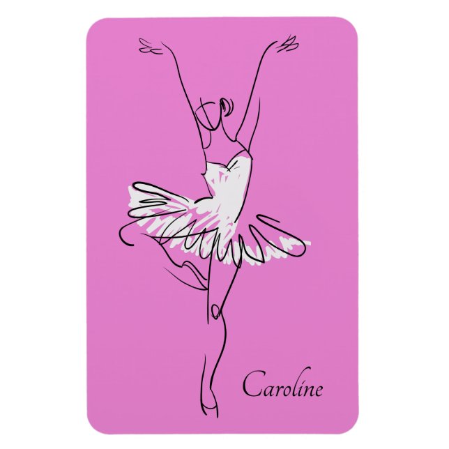 Individuelle Name mit Ballerina und Farbmagnet Magnet (Vertikal)