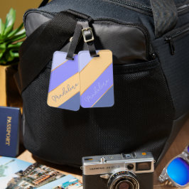 Individuelle Name mit blauem Violett-Lavendel-Gelb Gepäckanhänger