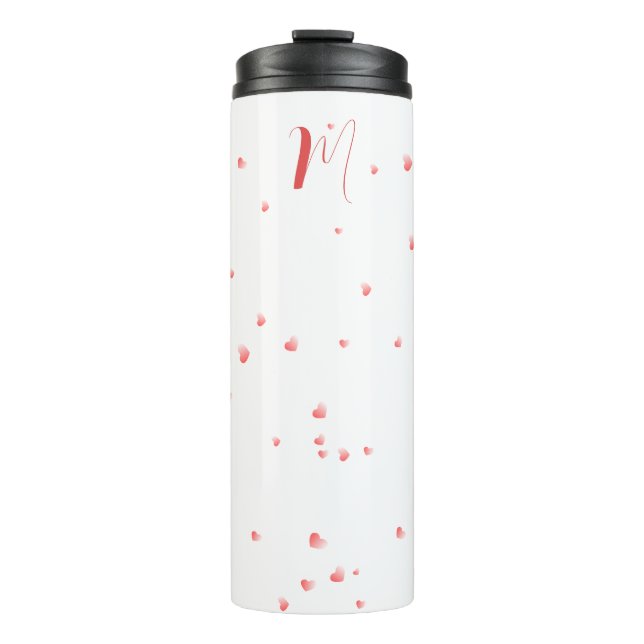 Individuelle Name mit Herzthema Thermal Tumbler Thermosbecher (Vorderseite)