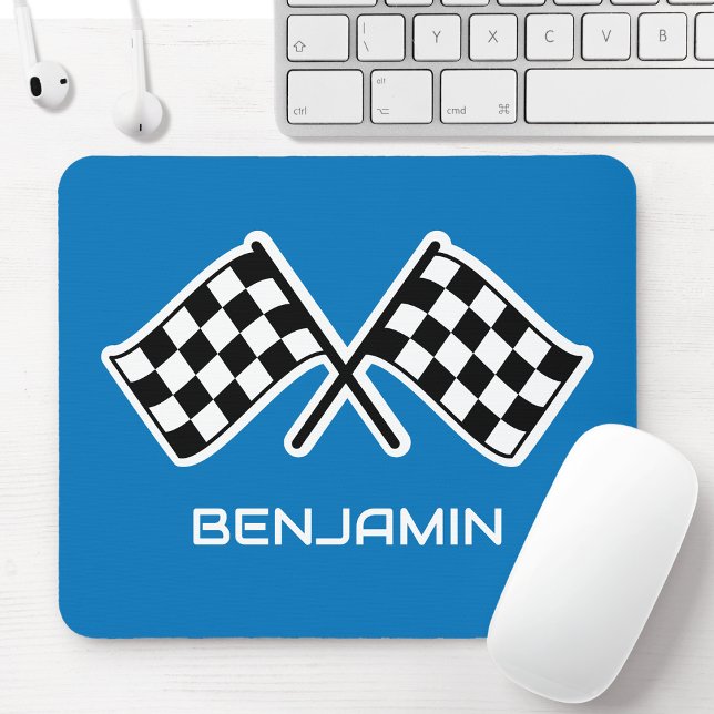 Individuelle Name mit kontrollierter Flagge Racing Mousepad (Von Creator hochgeladen)