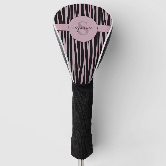 Individuelle Name Mit Monogramm Zebra streifen Golf Headcover (Vorderseite)