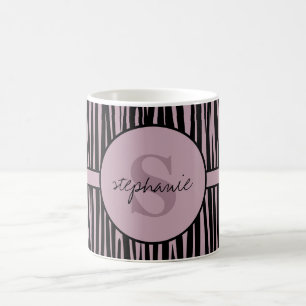 Individuelle Name Mit Monogramm Zebra streifen Kaffeetasse