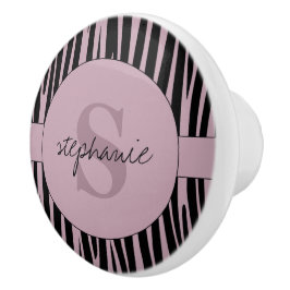Individuelle Name Mit Monogramm Zebra streifen Keramikknauf