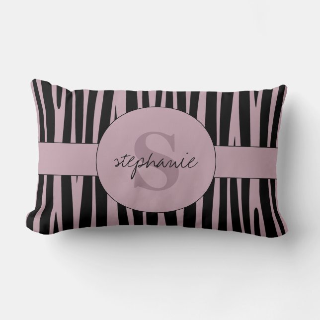Individuelle Name Mit Monogramm Zebra streifen Lendenkissen (Vorderseite)
