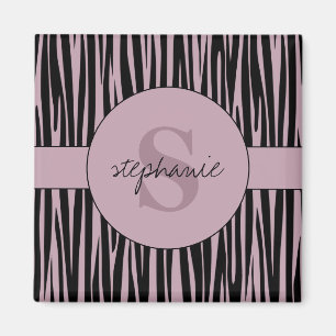 Individuelle Name Mit Monogramm Zebra streifen Magnet