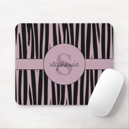 Individuelle Name Mit Monogramm Zebra streifen Mousepad