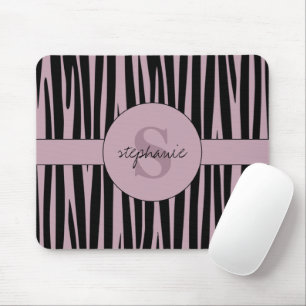 Individuelle Name Mit Monogramm Zebra streifen Mousepad