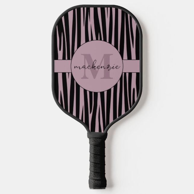 Individuelle Name Mit Monogramm Zebra streifen Pickleball Schläger (Vorderseite)