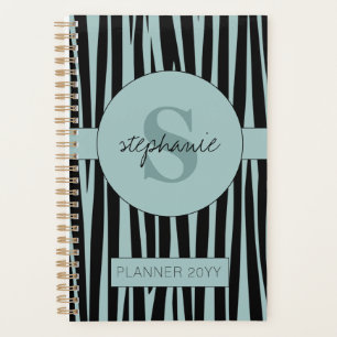 Individuelle Name Mit Monogramm Zebra streifen Planer