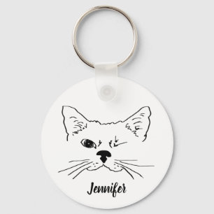 Individuelle Name mit Niedlicher Winking Cat Schlüsselanhänger