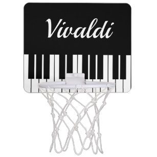 Individuelle Name mit Piano-Tasten in Schwarzweiß Mini Basketball Netz