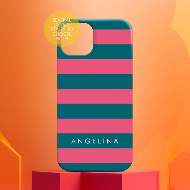 Individuelle Name mit rosa und blau gestrichenem M Case-Mate iPhone Hülle (Personalized Phone Case with Stripes and Custom Text)