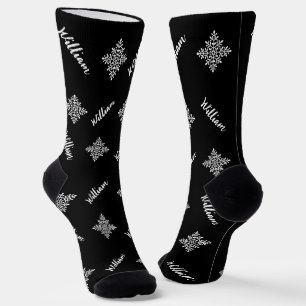 Individuelle Name mit Schneeflocken Schwarz & Weiß Socken