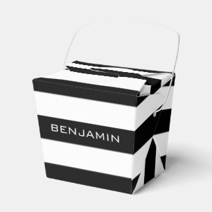 Individuelle Name mit schwarzem und weißem Streife Geschenkschachtel