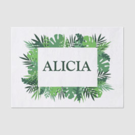 Individuelle Name mit tropischen Blätter Seidenpapier