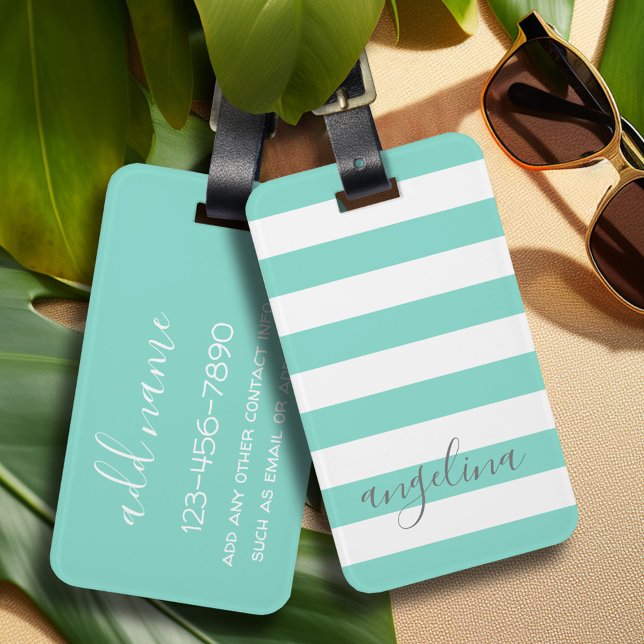 Individuelle Name mit weißgestrichenem Muster - KA Gepäckanhänger (Personalized luggage tag with monogram)