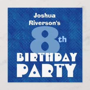 Individuelle Name Modern Kids 8th Birthday Blue W6 Einladung
