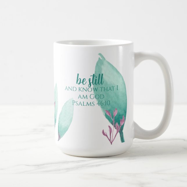 Individuelle Name Moderne Aquarellpsalmen 46: 10 V Kaffeetasse (Rechts)