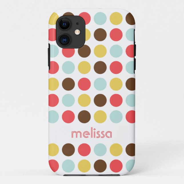 Individuelle Name Moderne Polka Dot farbige Muster Case-Mate iPhone Hülle (Rückseite)