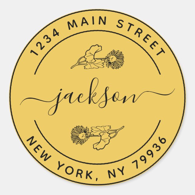 Individuelle Name Moderne Rücksendeadresse Runder Aufkleber (Vorderseite)