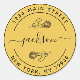 Individuelle Name Moderne Rücksendeadresse Runder Aufkleber