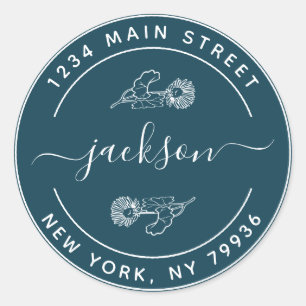 Individuelle Name Moderne Rücksendeadresse Runder Aufkleber