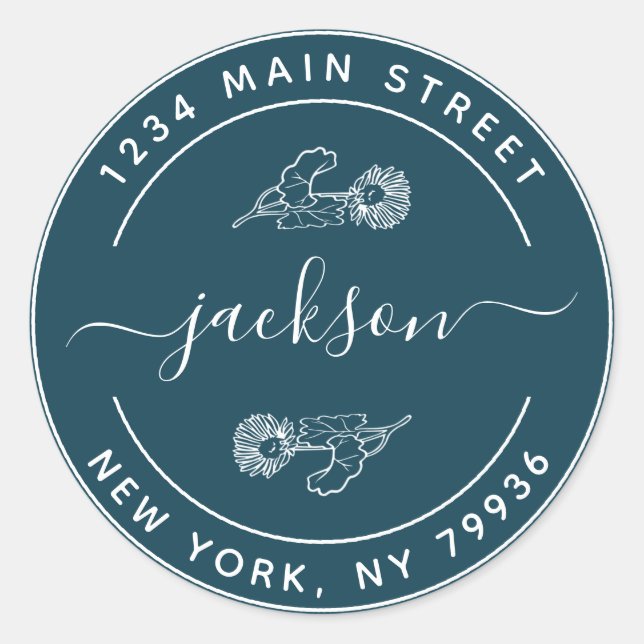 Individuelle Name Moderne Rücksendeadresse Runder Aufkleber (Vorderseite)