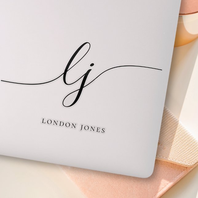 Individuelle Name Moderne Skriptinitialen - Notebo Aufkleber (Von Creator hochgeladen)