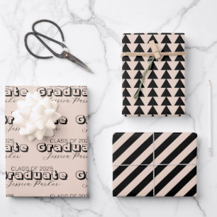 Individuelle Name Moderner Abschluss Geschenkpapier Set