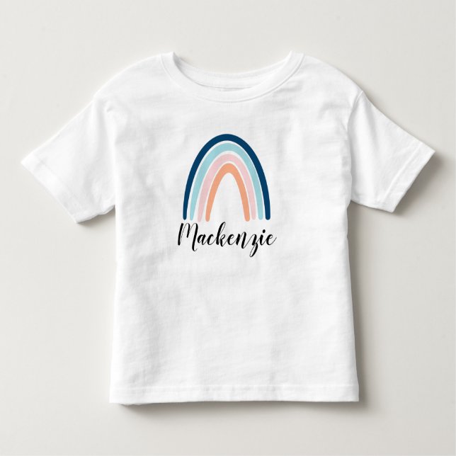 Individuelle Name Moderner Regenbogen Kleinkind T-shirt (Vorderseite)