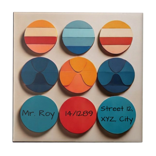 Individuelle Name Modernes geometrisches Muster de Fliese (Vorderseite)