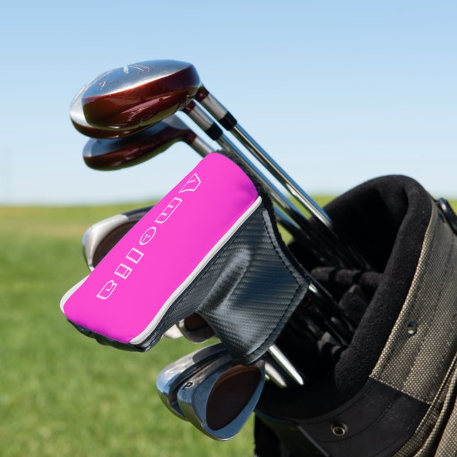 Individuelle Name Modernes Hot Pink Golf Headcover (In Situ)