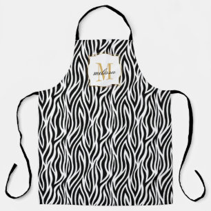 Individuelle Name Monogram Animal Print Zebra Adul Schürze
