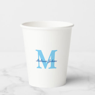 Individuelle Name Monogram Blue Baby Shows Geburts Pappbecher