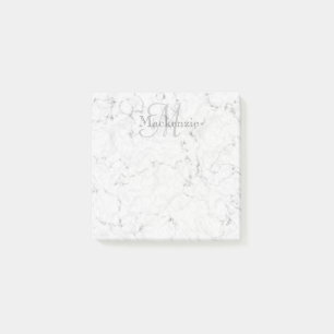 Individuelle Name Monogram Elegant Marmorgrau Post-it Klebezettel