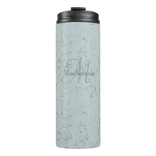 Individuelle Name Monogram Elegant Marmormor Dusty Thermosbecher (Vorderseite)