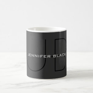Individuelle Name Monogram Gray Black Modern Profe Kaffeetasse